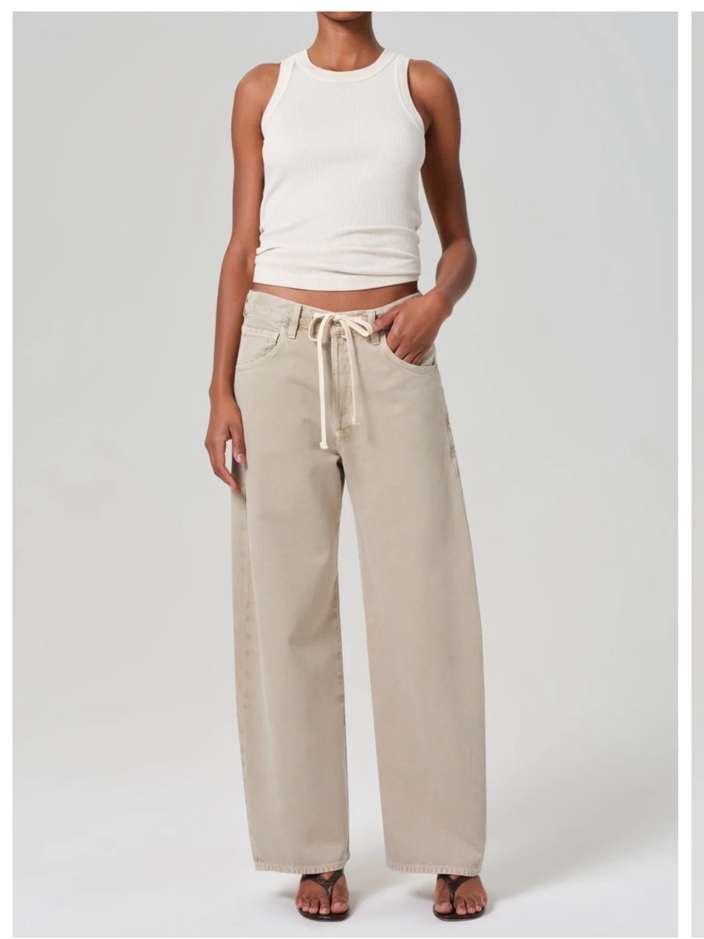 Citizens of Humanity Brynn Drawstring Trouser in Beige